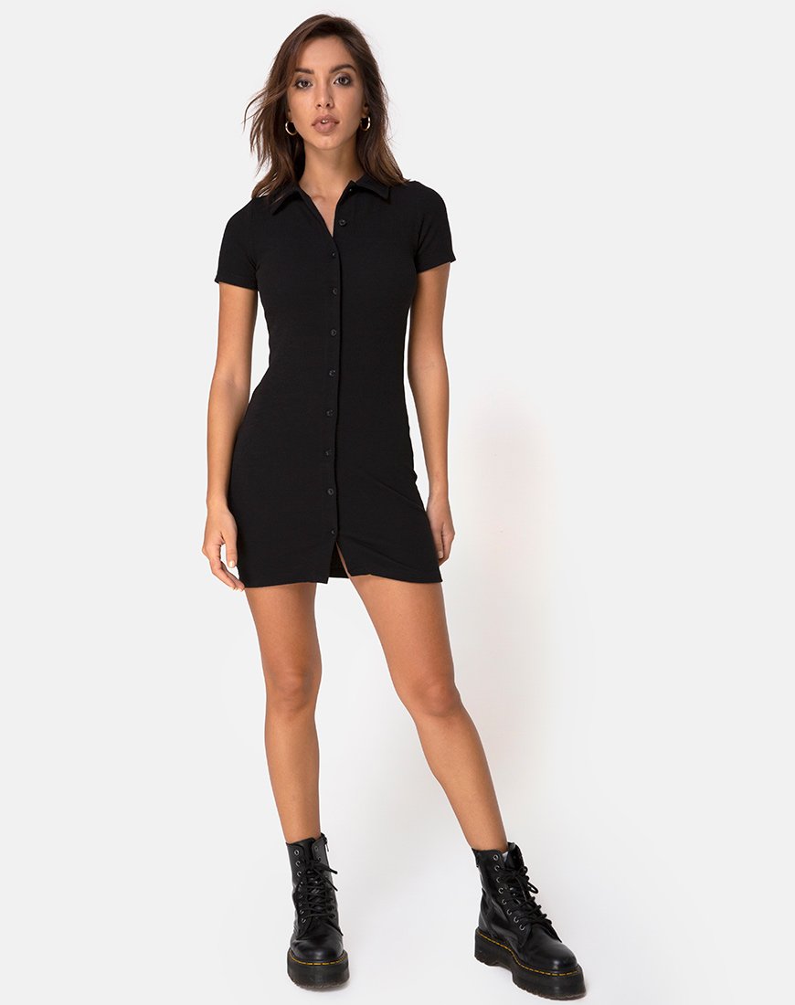 Image of Kia Dress in Black Rib