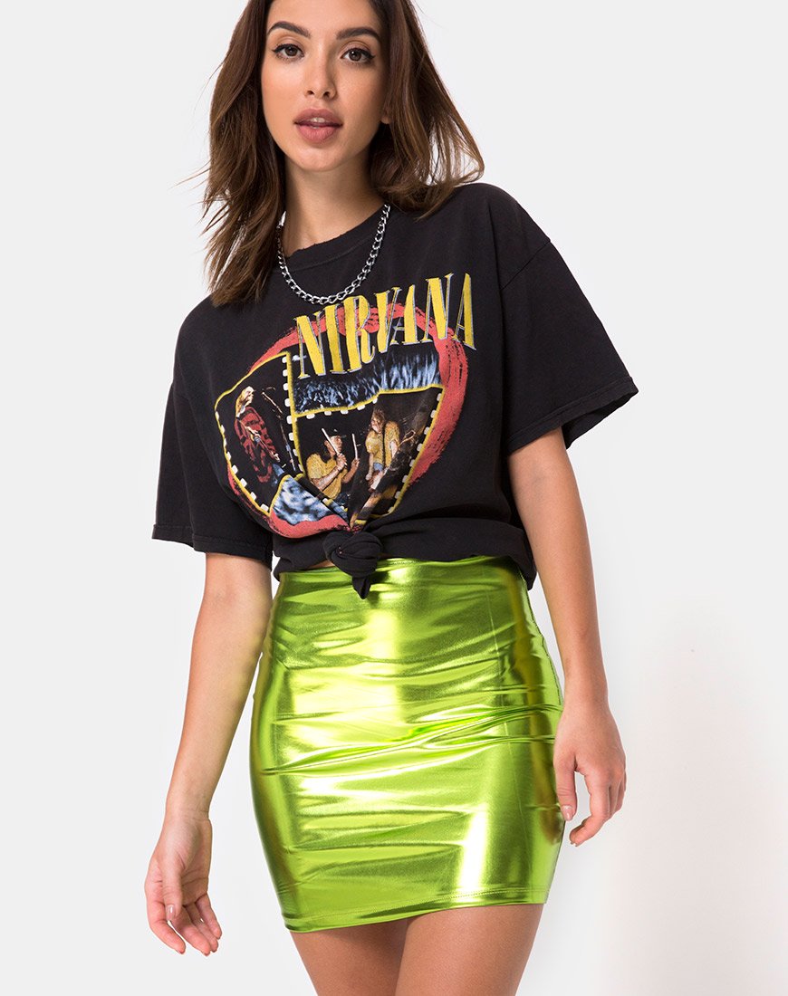 Image of Kimmy Skirt in Metallic Green