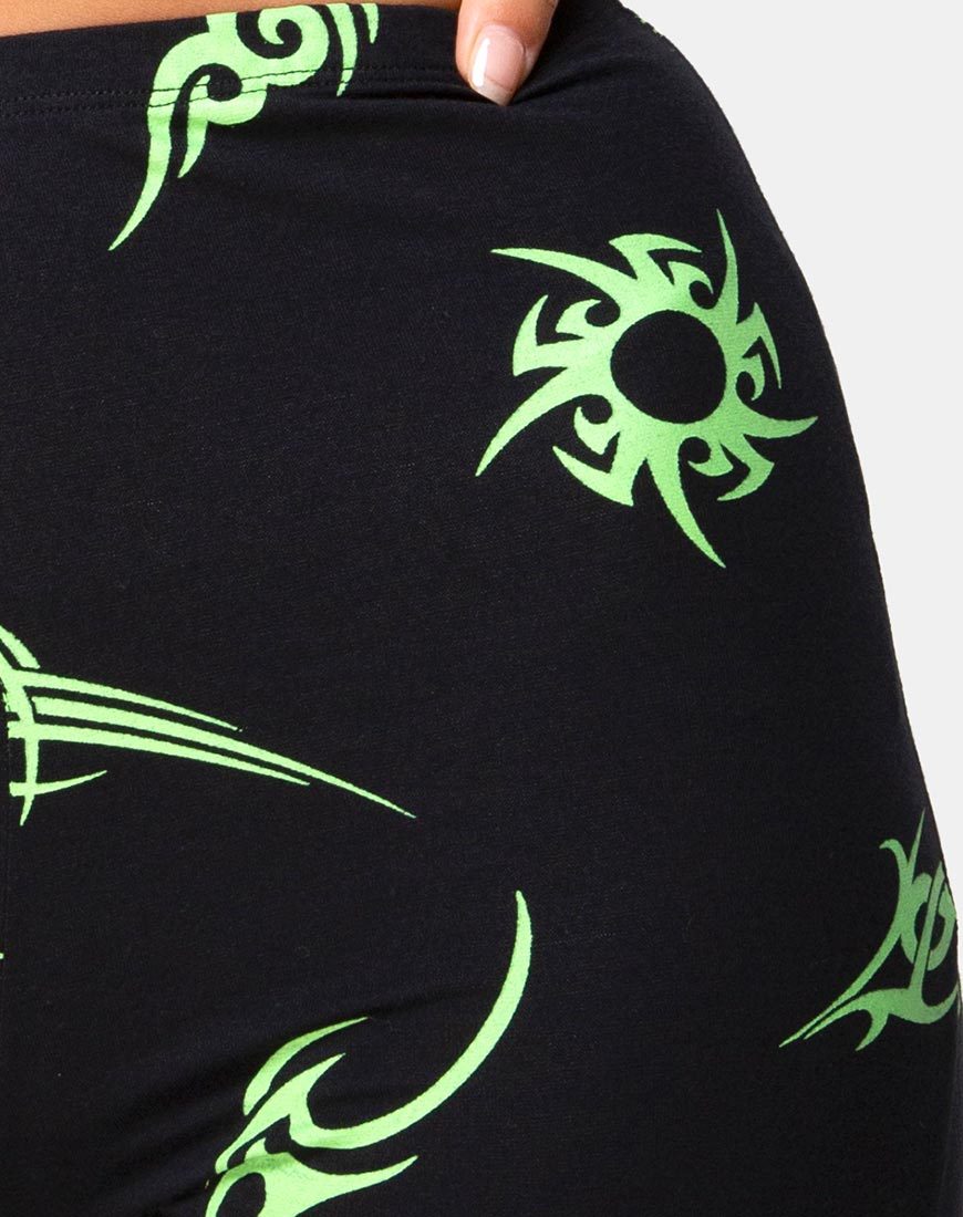 Image of Cycle Short in Black with Tribal Repeat
