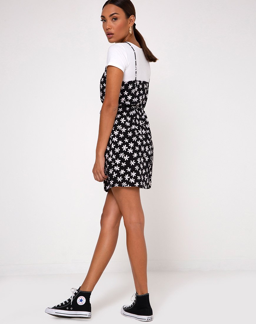 Image of Kinley Slip Dress in 90s Daisy Black and White