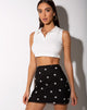 Image of Kinnie Mini Skirt in Black Daisy Embro White