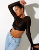 Image of Kisel Crop Top in Mesh Black