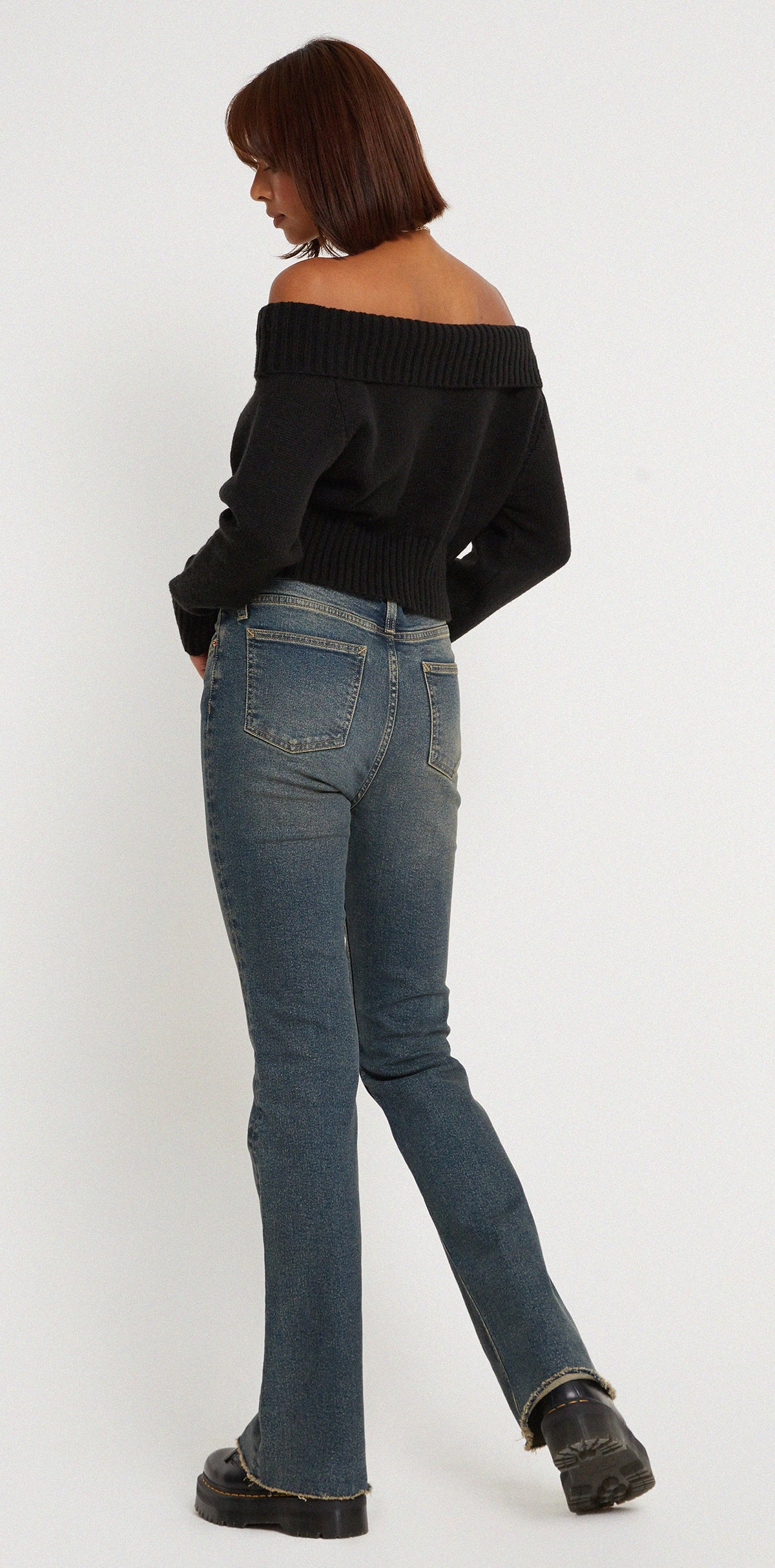 Koya Blues Afro Cotton Knitted Mock Neck Top