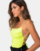 Image of Koza Bodice in Satin Neon Yellow