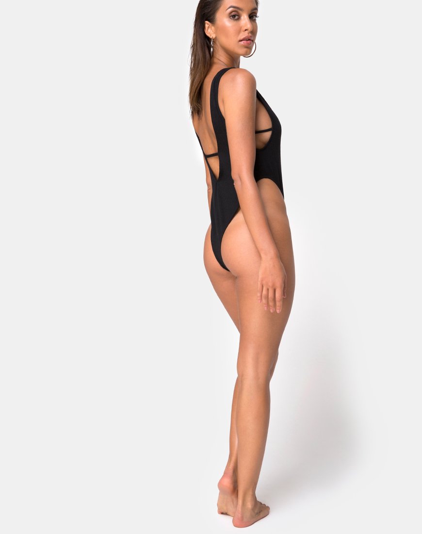 Image of Kristie Swimsuit in Black Mini Rib