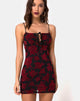 Image of Kumin Bodycon Dress in Romantic Red Rose Flock