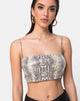 Image of Kylie Crop Top in Acid Snake Clear Sequin