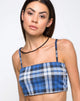 Image of Kylie Crop Top in Plaid Stretch Blue
