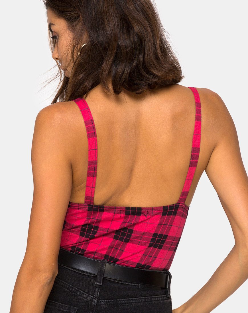 Image of Lantas Bodice in Winter Plaid Red Black