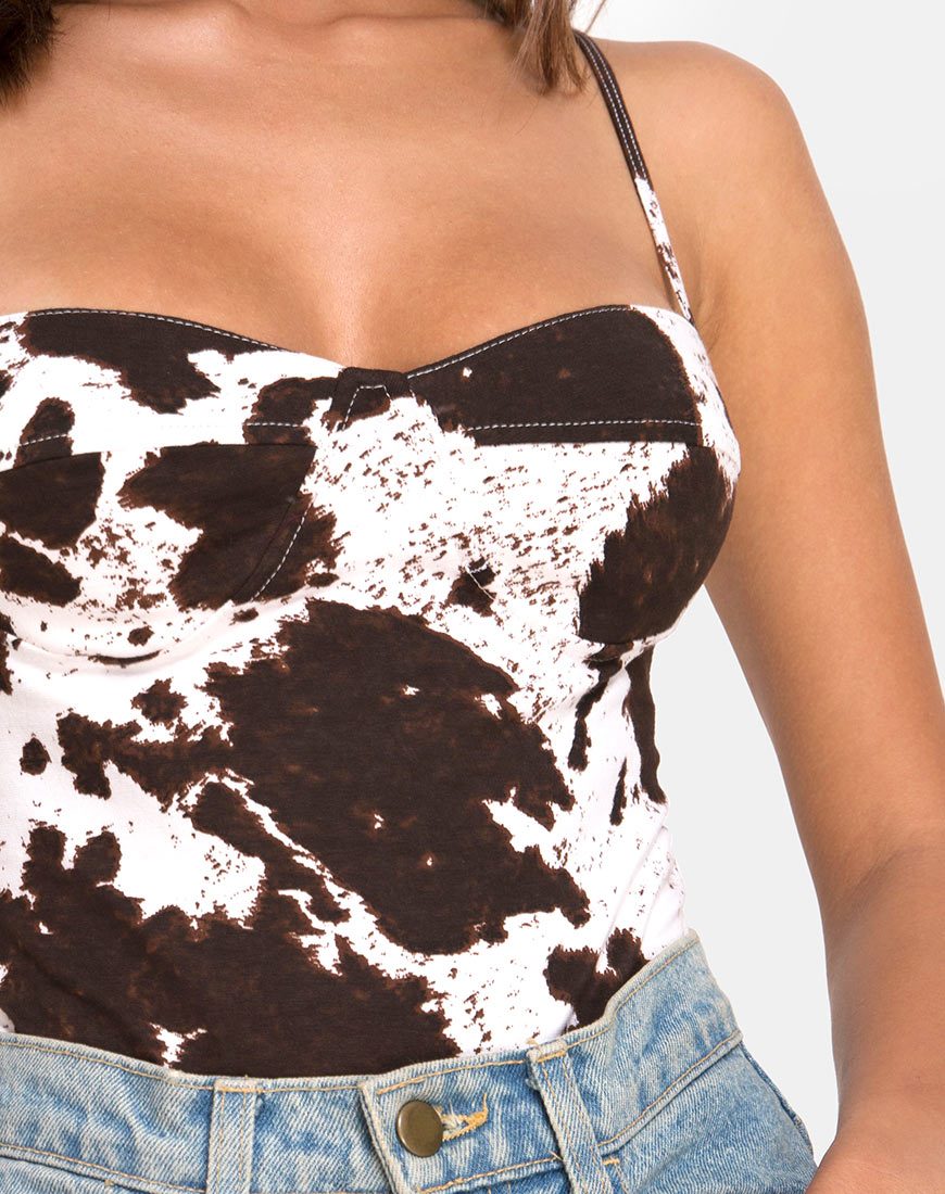 Image of Lanti Bodice in Cow Hide Brown and White