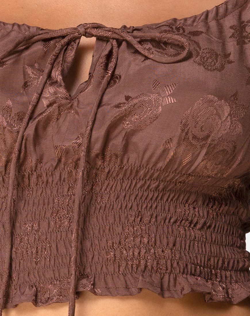 Image of Lancer Crop Top in Satin Rose Chocolate