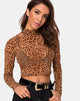 Image of Lara Crop Top in Animal Flock Tan Brown