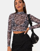 Image of Lara Crop Top in Net 90s Zebra Black and White