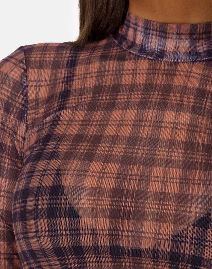 Image of Lara Crop Top in Net Checking Out Brown