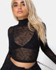 Image of Lara Crop Top in Tokyo Techno Black Net