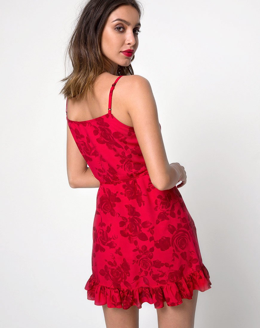 Image of Lasky Slip Dress in Tonal Floral Red