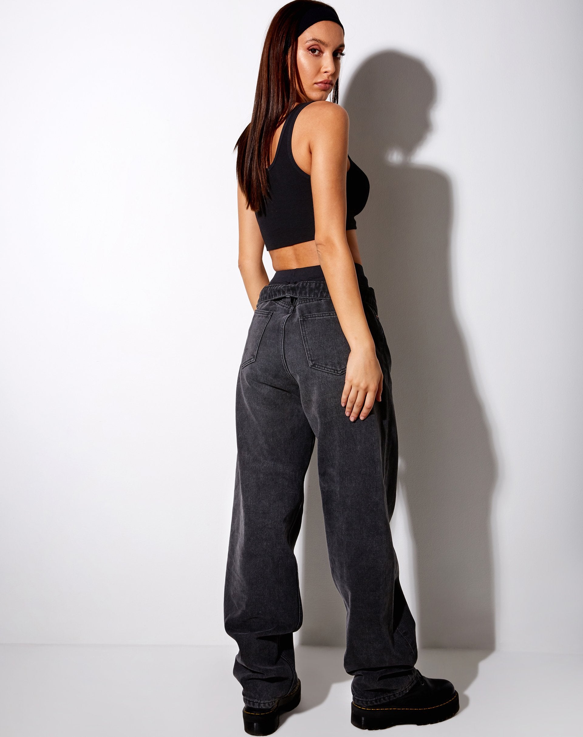 Image of Lathi Crop Top in Rib Black Lover Embro