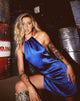 Image of Lemier Mini Dress in Satin Midnight Blue