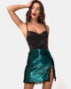 Image of Lena Skirt in Mini Sequin Teal with Black Lace