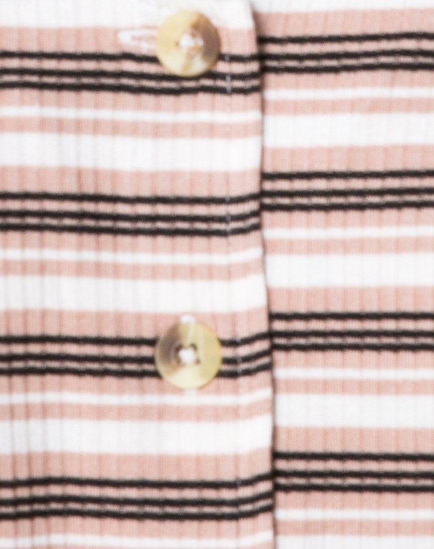 Image of Lesea Crop Top in Rib Stripe Cream Black and Tan