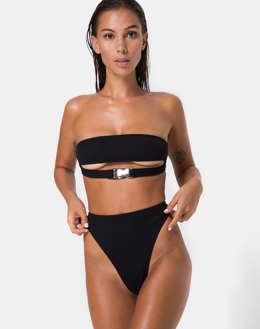 Image of Lin Lin Bikini Bottom in Black with Silver Derlin