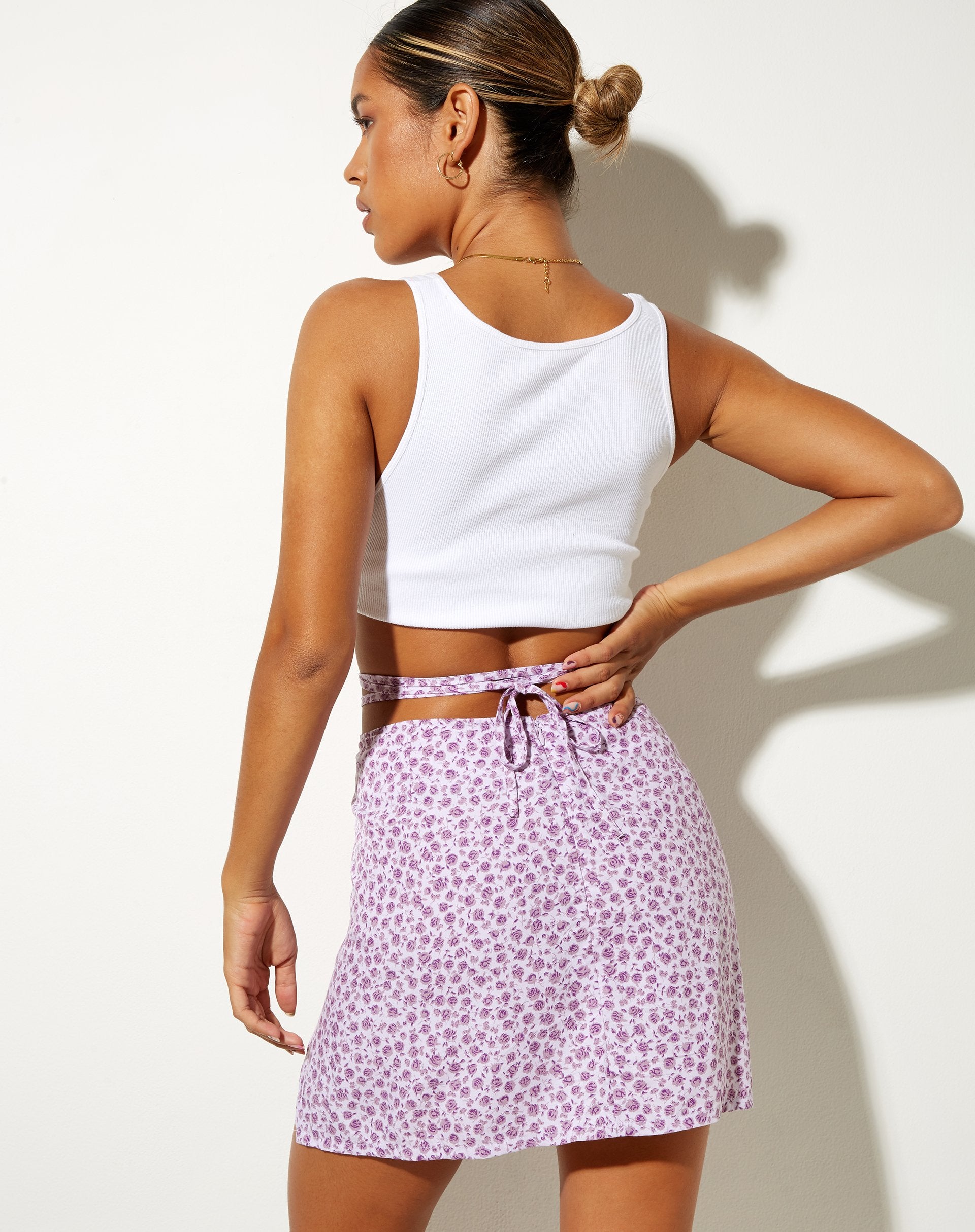 Image of Linor Mini Skirt in Ditsy Rose Lilac