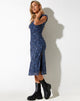 image of Lona Midi Dress in Flower Garden Blue