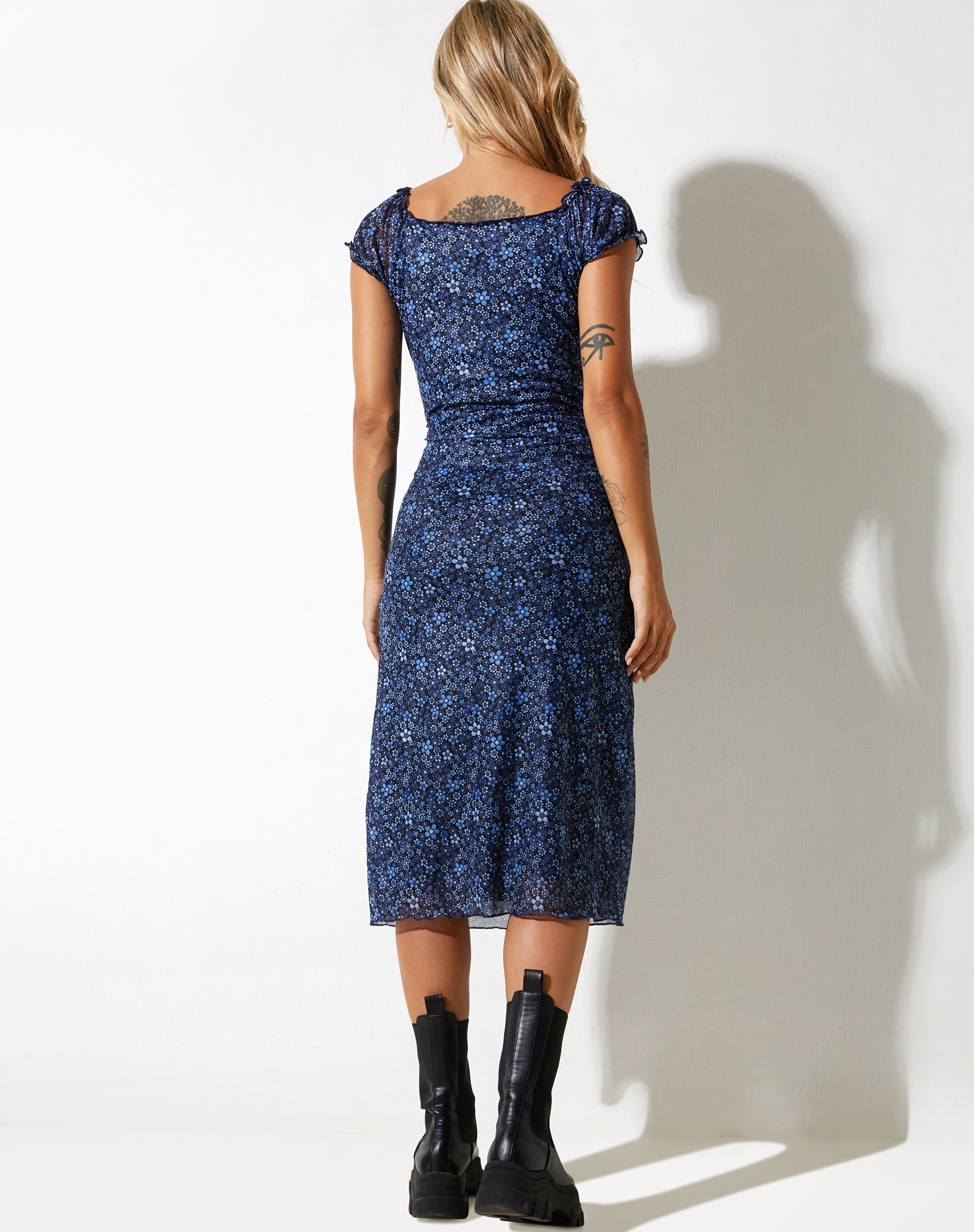 image of Lona Midi Dress in Flower Garden Blue