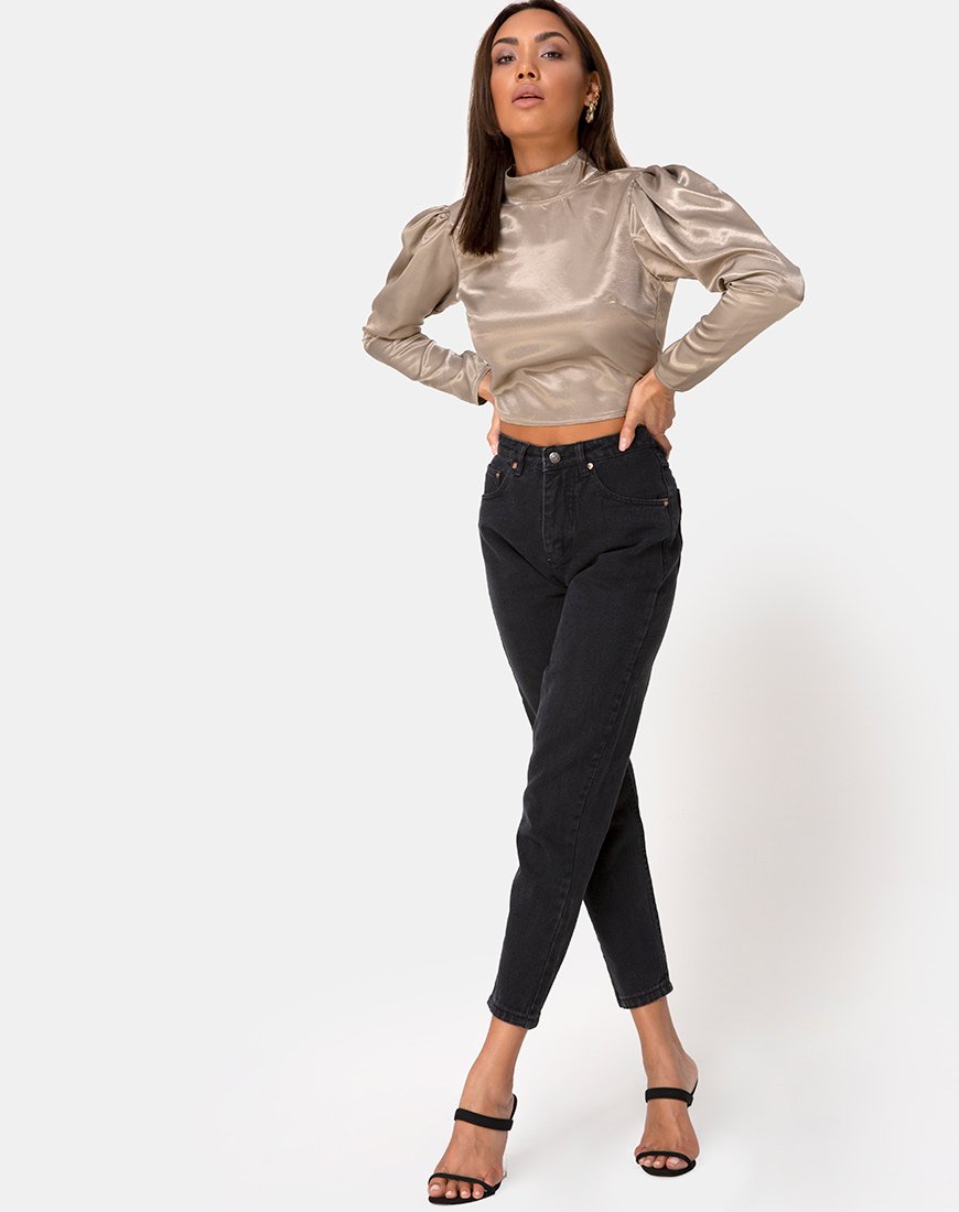 Image of Lona Longsleeve Top in Satin Taupe