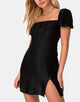 Image of Lonma Mini Dress in Satin Cheetah Black