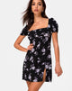 Image of Lonma Mini Dress in White Rose Black