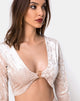 Image of Lorya Crop Top in Cream Crushed Velvet