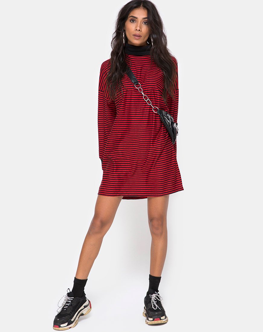 Image of Losha Sweatshirt in Mini Stripe Red and Black