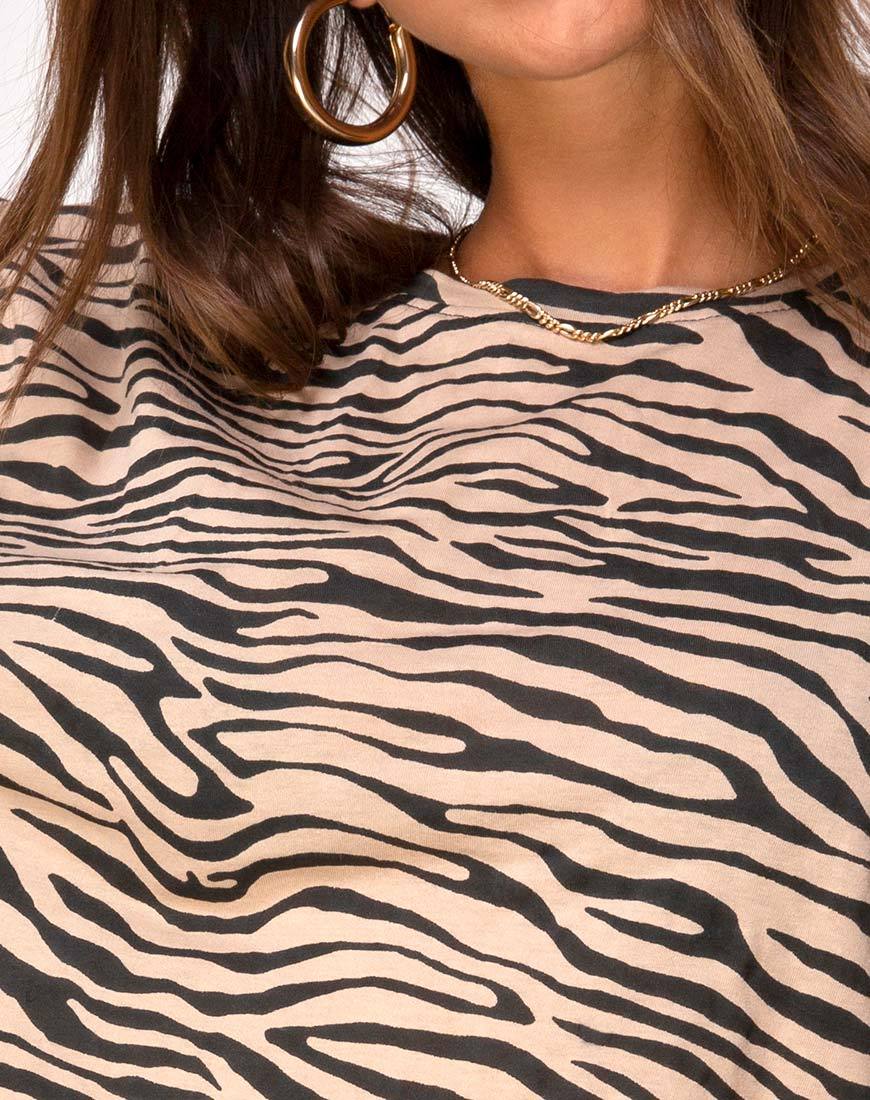 Image of Lotsun Jumper Dress in 90s Zebra Taupe
