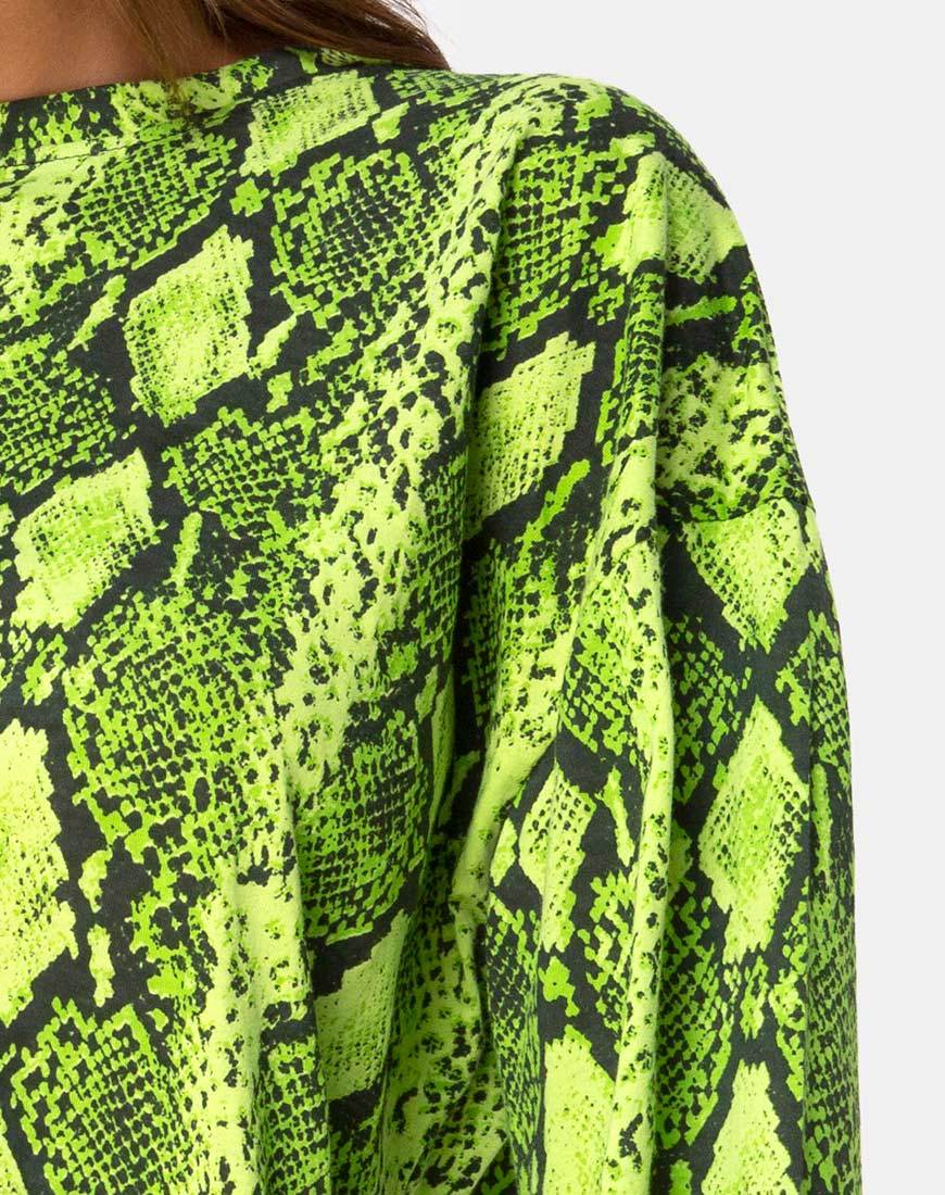 Lotsun Jumper Dress in Snake Lime motelrocks-com-us Lotsun Jumper Dress in Snake Lime motelrocks-com-us