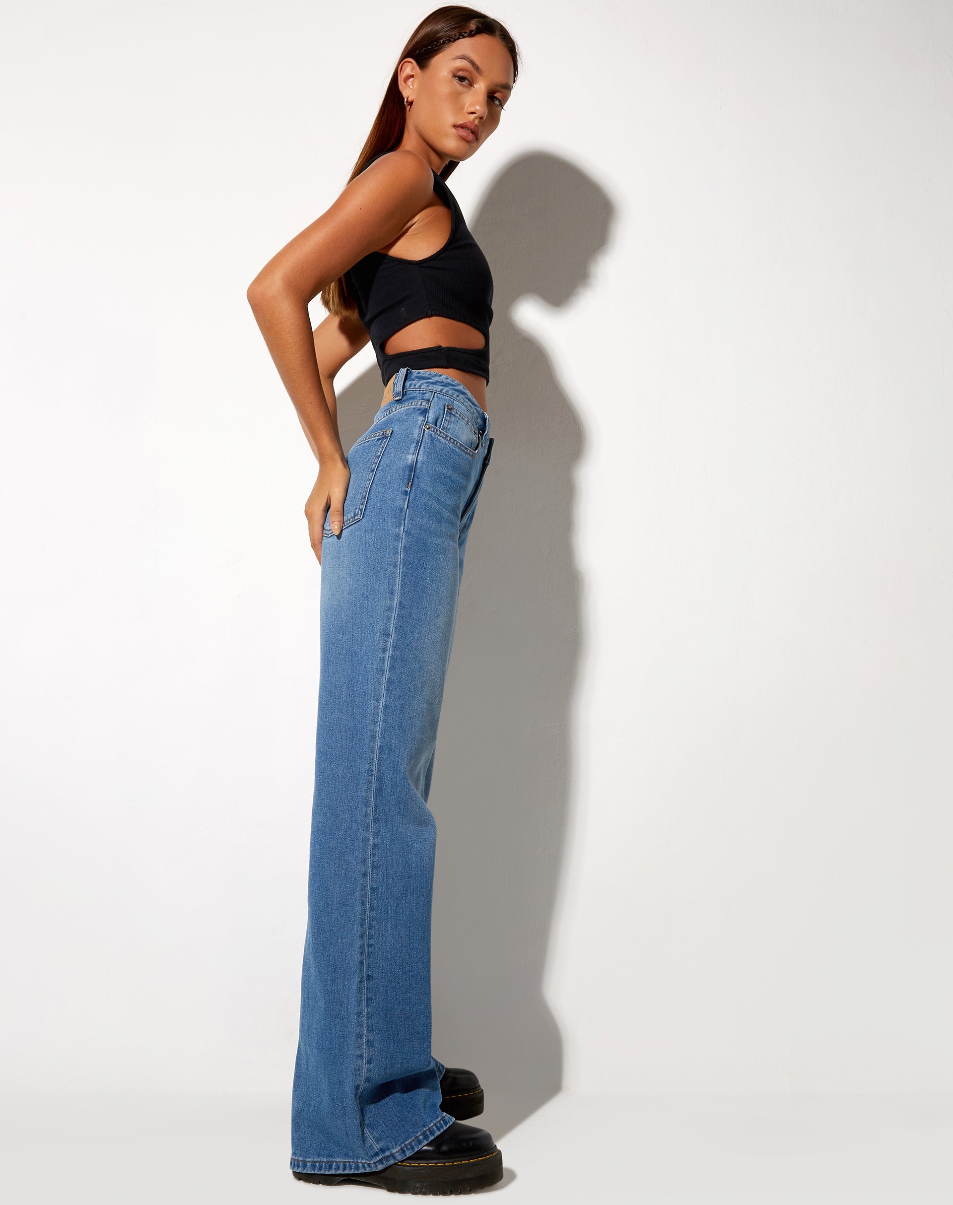Image of Low Slung Jeans in Blue Wash