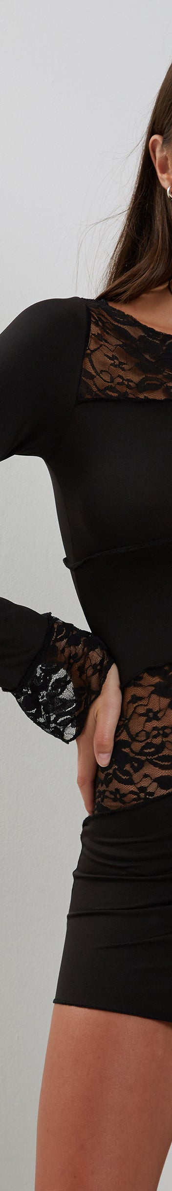 Black Mini Dress with Lace | Lumi – motelrocks-com-us