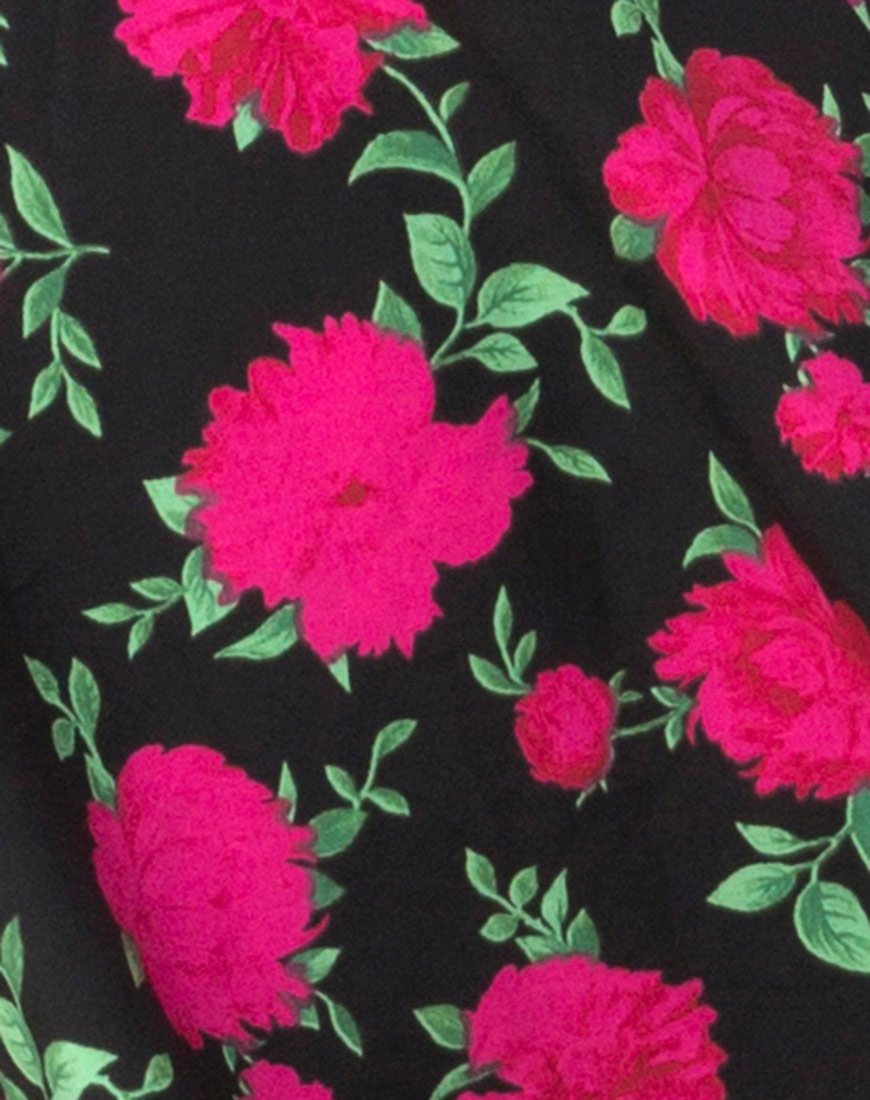 Image of Lura Slip Dress in Valeria Rose Black and Red