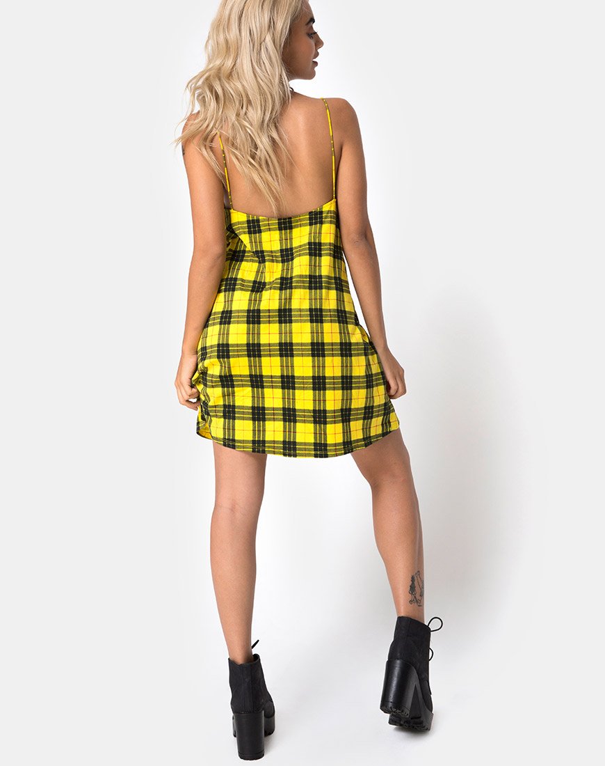 Lura Slip Dress in Winter Plaid Yellow – motelrocks-com-us