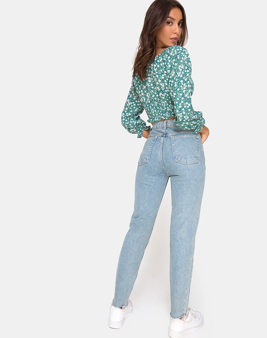 Image of Lancer Crop Top in Floral Field Green