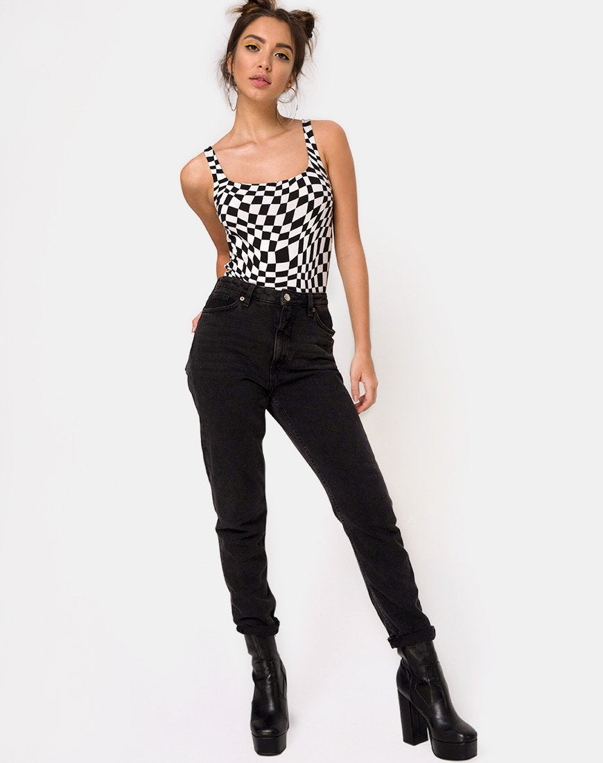 Image of Maes Bodice in Square Flag Black and White