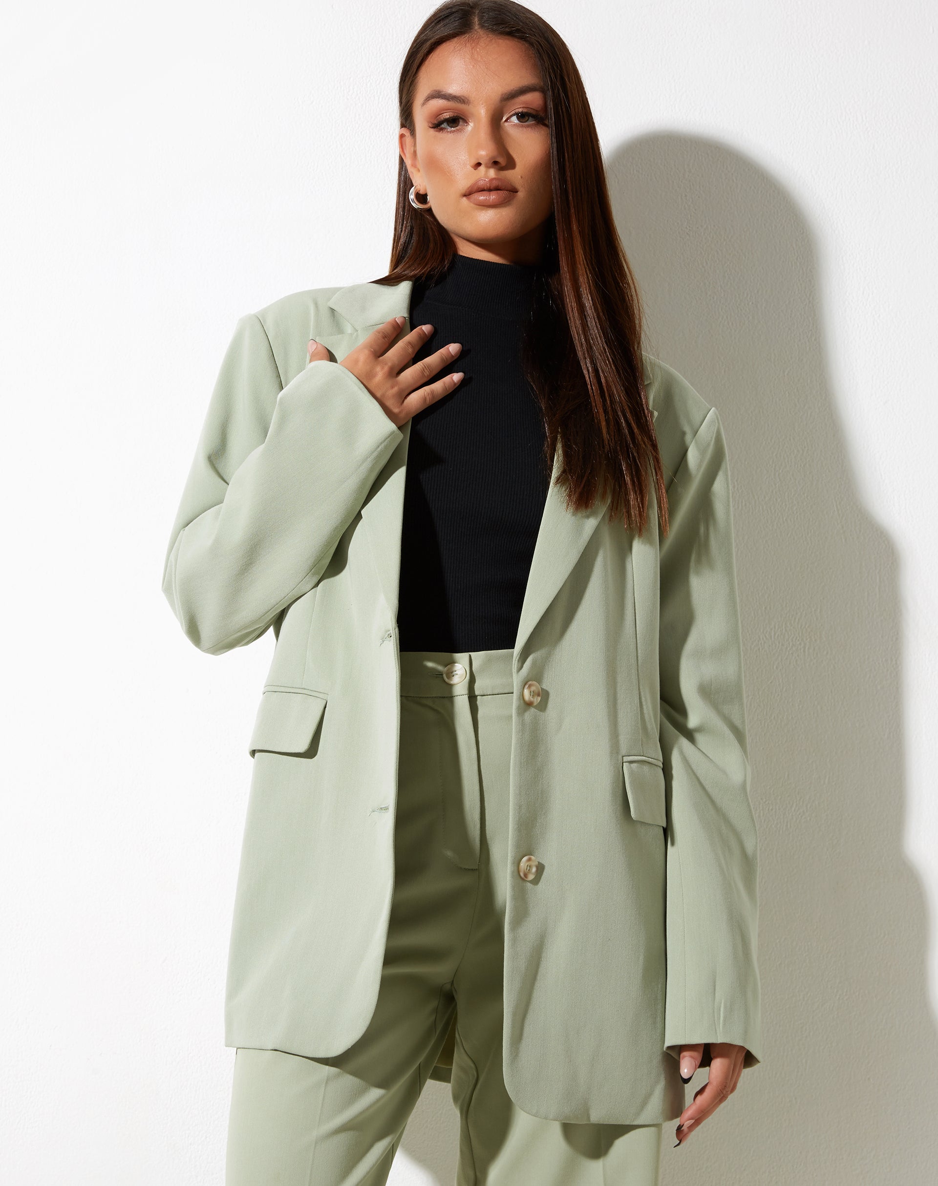 Sage green shop blazer womens