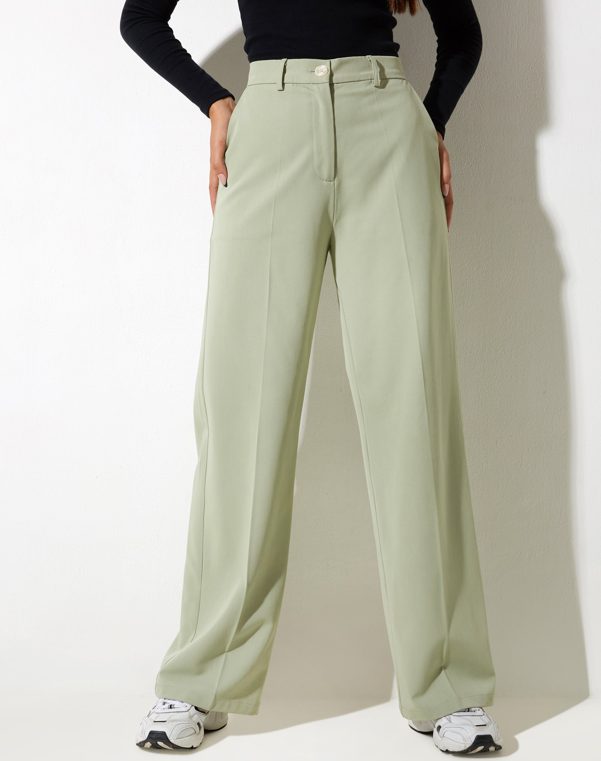 High Waist Sage Green Cigarette Trouser | Abba – motelrocks