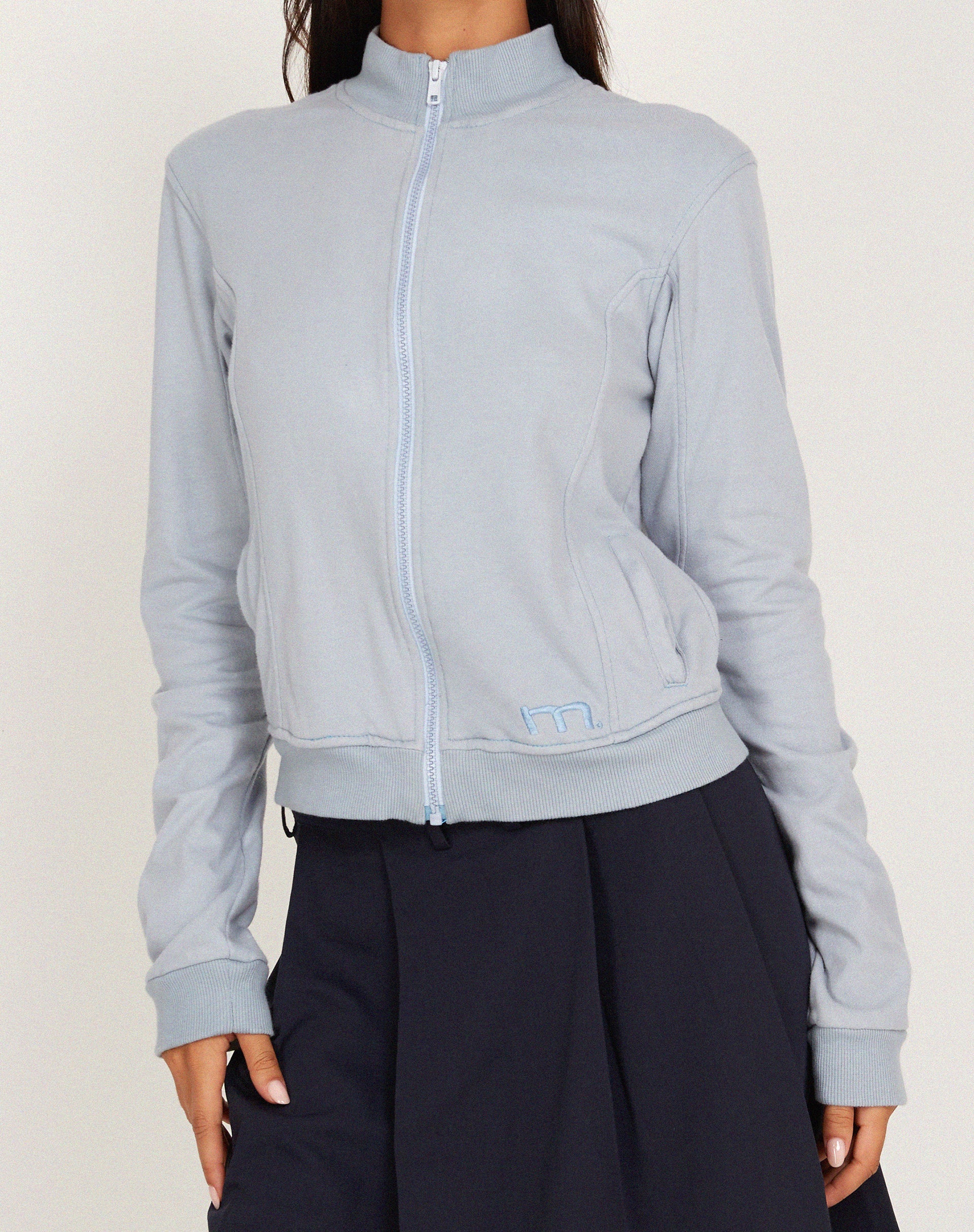 Image of Makari Jersey Zip Up Jacket in Grey Dawn