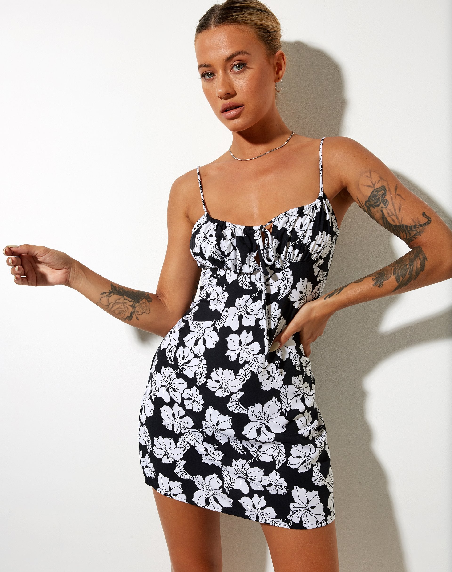 Image of Mala Slip Dress in Vacation Black and White