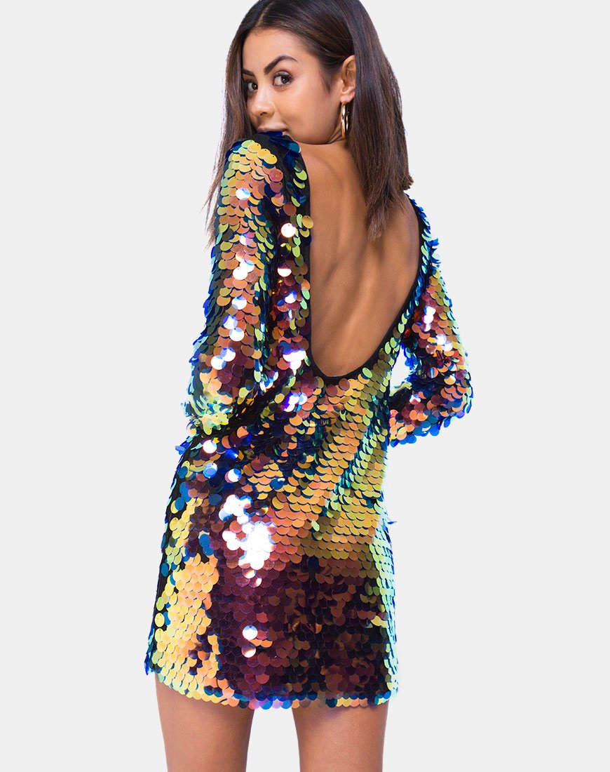 Malia Mini Dress in Dragon Fruit Sequin