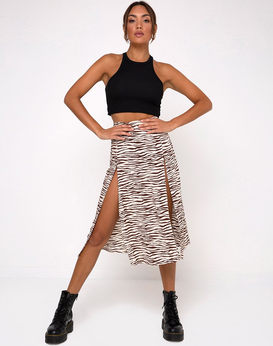 Malika Midi Skirt in Easy Tiger Cocoa