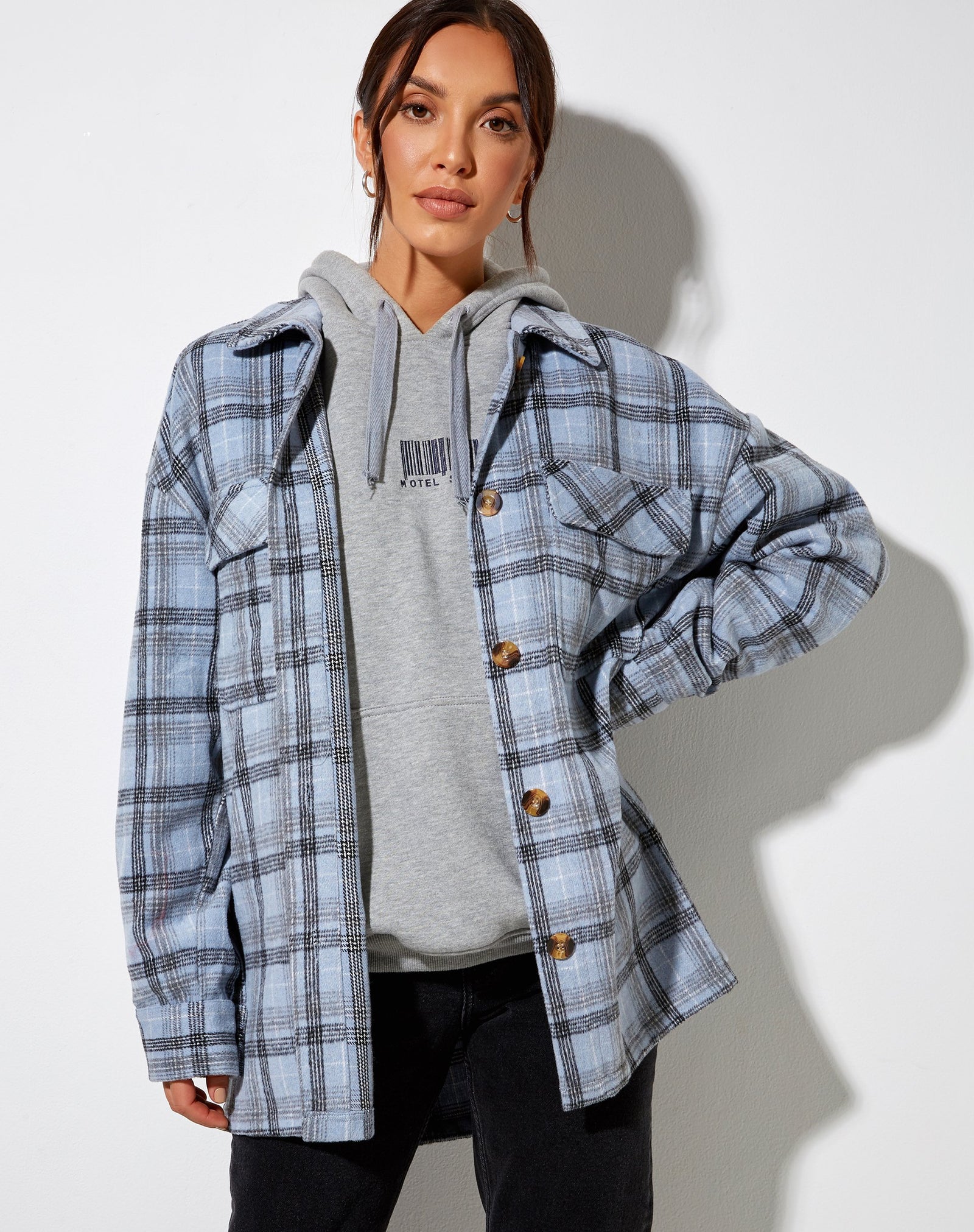 Blue and Black Checked Oversized Shirt Marcella