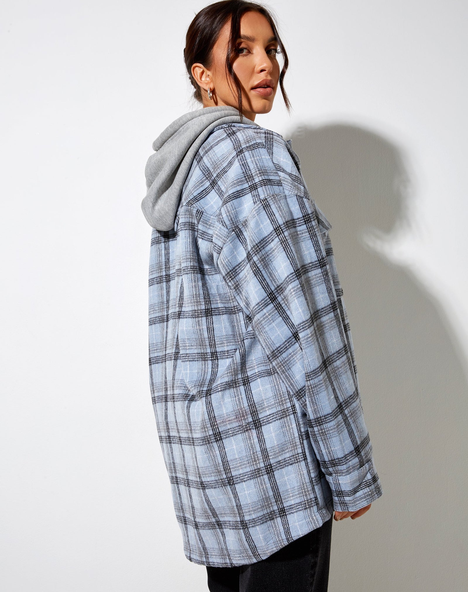 Blue and Black Checked Oversized Shirt Marcella