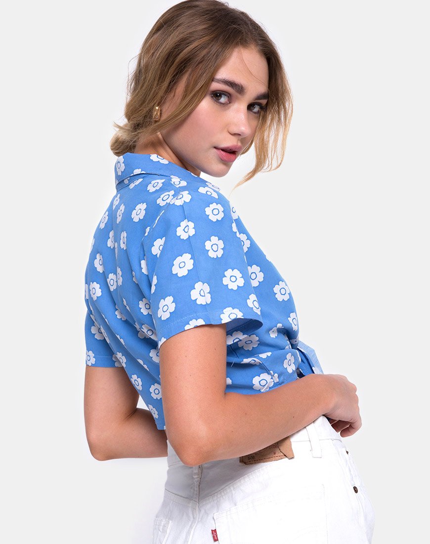 Image of Marleigh crop Top in Daisy Stamp Sky Blue